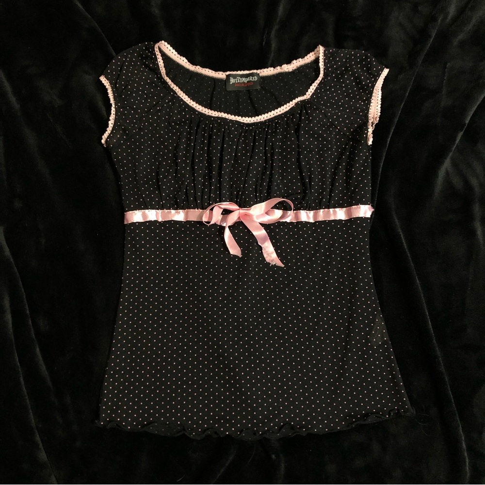 Sold - Vintage Hot Tempered mesh polka dot top